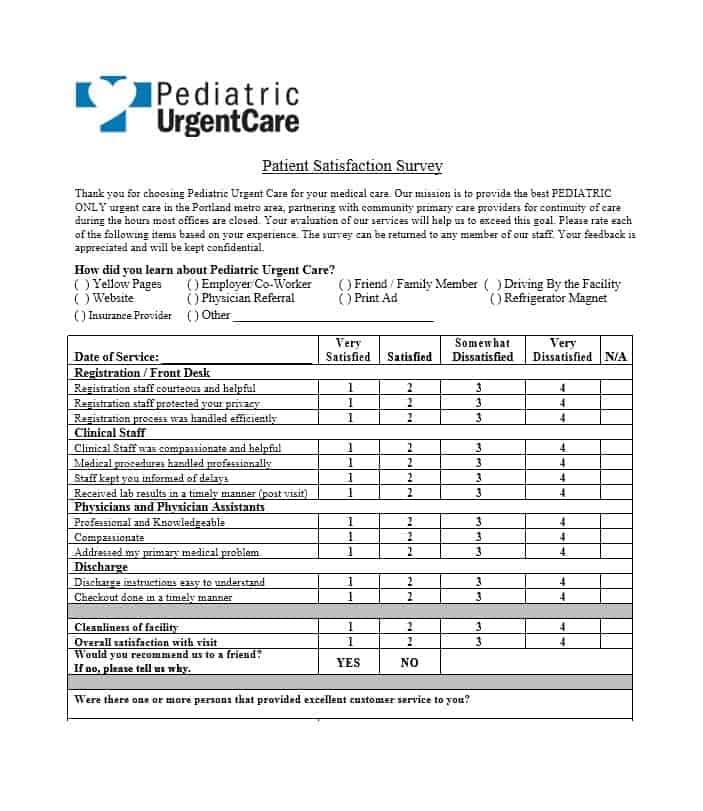 Patient Satisfaction Survey Template 11